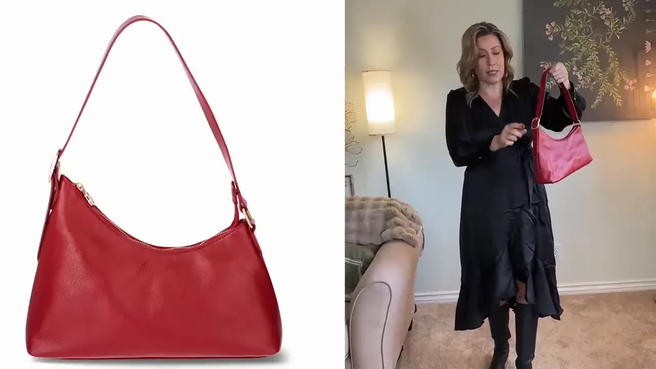 Red faux leather purse