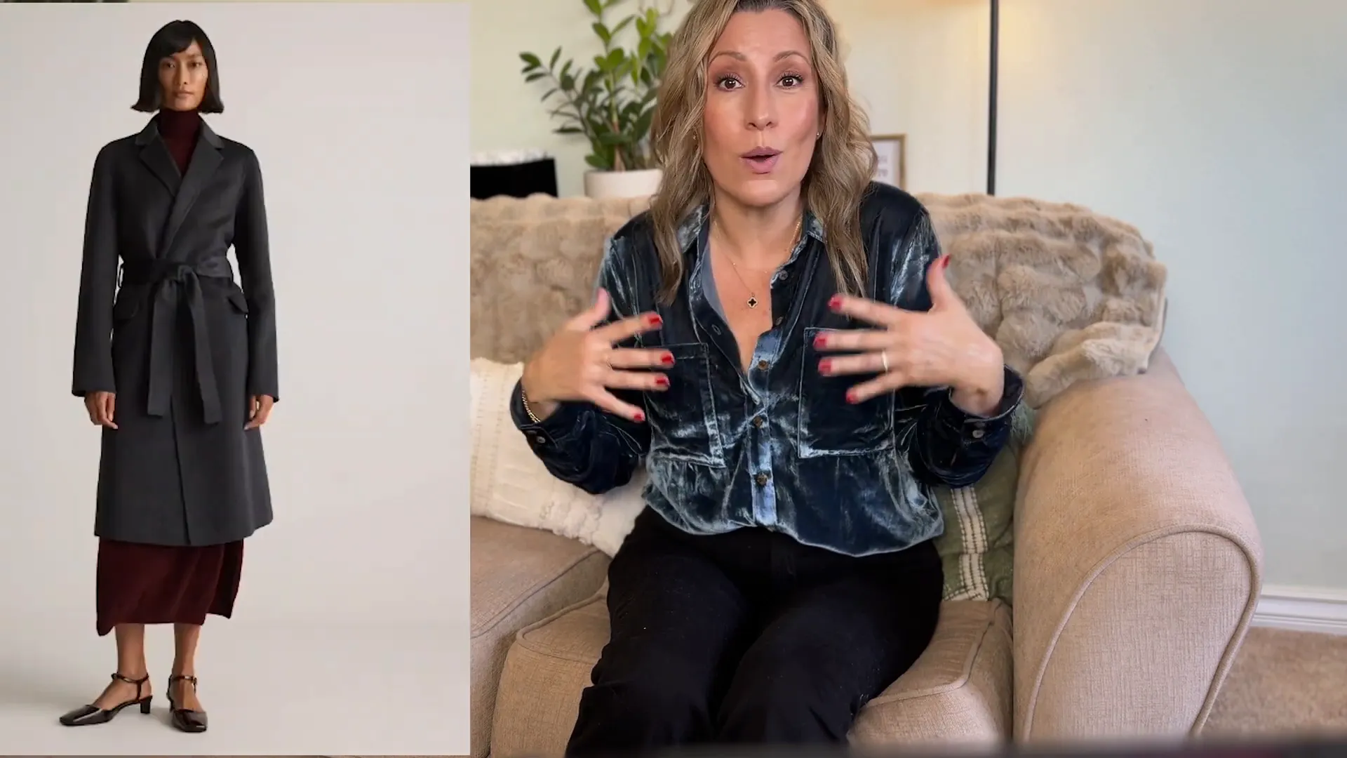 Display of various coat styles suitable for holiday wear